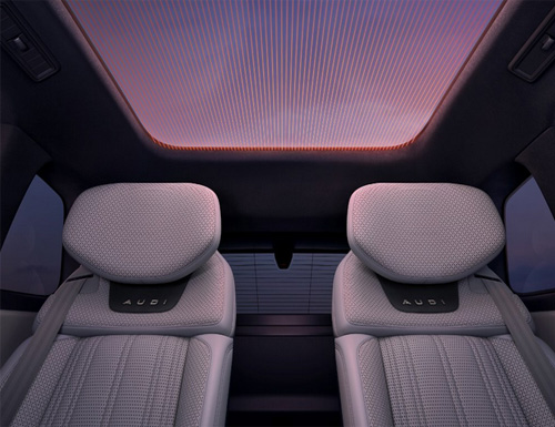 AUDI E7X debuts with an Ambilight EC smart-dimming panoramic roof.